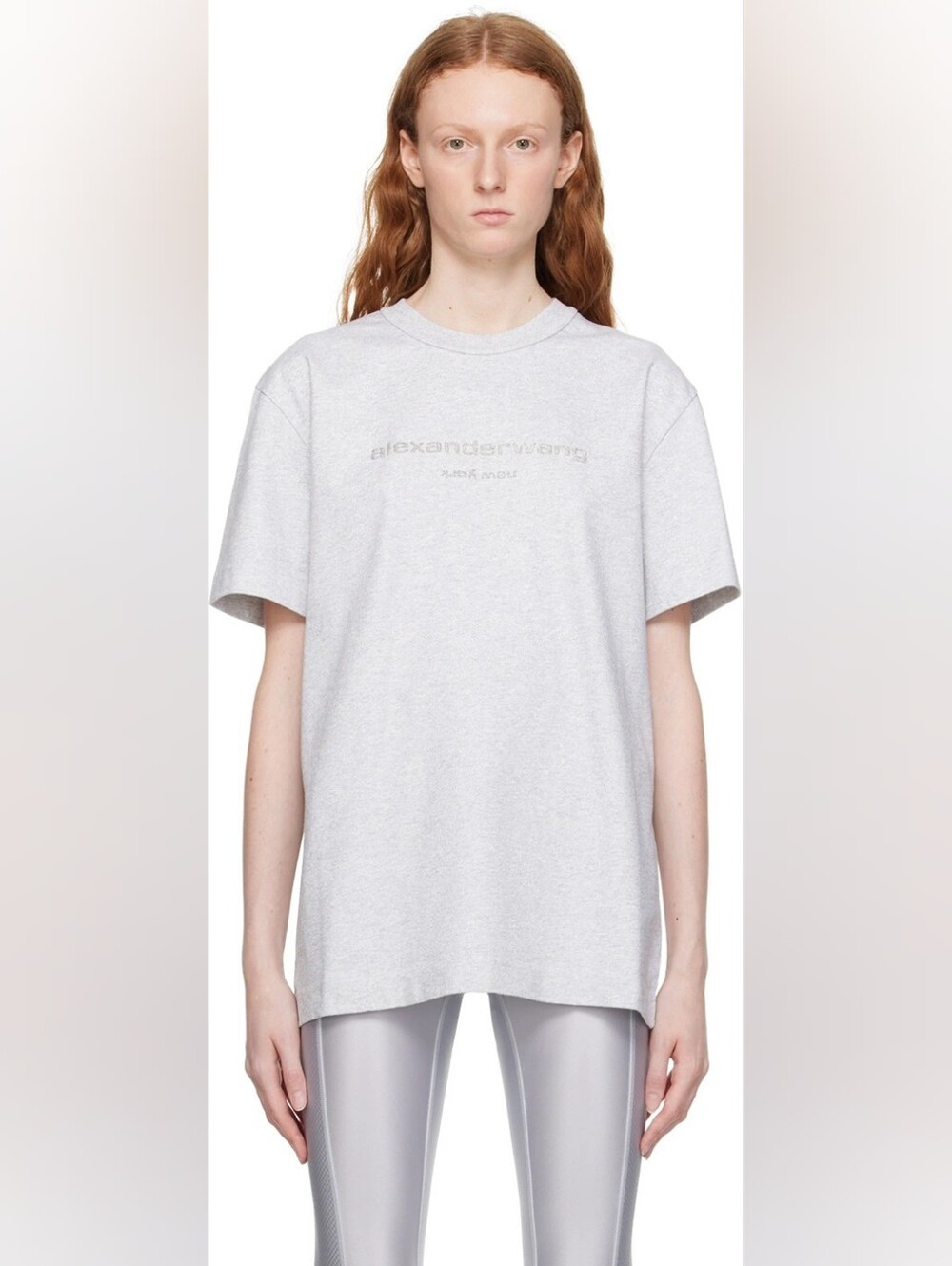 Alexander Wang Light Gray Short Sleeve Logo Tee Size L